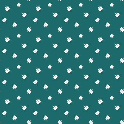 Tiny Daisies on Teal Quilting Cotton Fabric