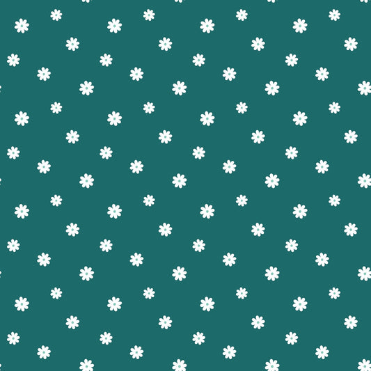 Tiny Daisies on Teal Quilting Cotton Fabric