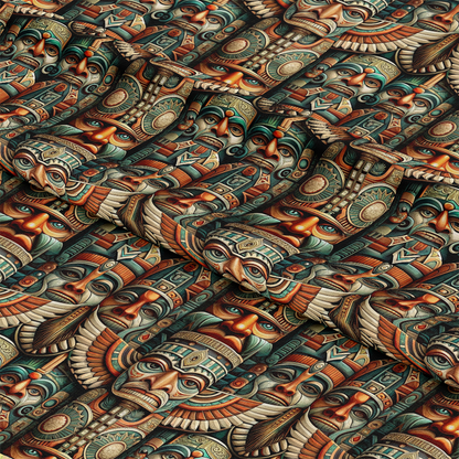 Totem Pole Tribal Figures Pattern 1 Quilting Cotton Fabric