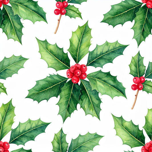 Traditional Christmas Watercolor Pattern 19 Quilting Cotton Fabric