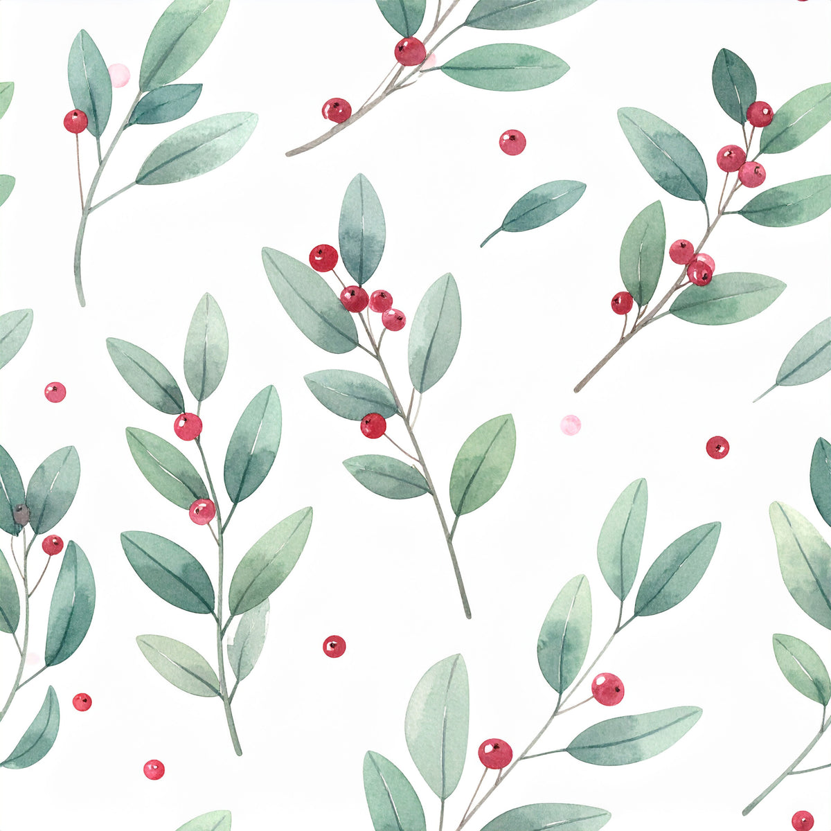 Traditional Christmas Watercolor Pattern 20 Quilting Cotton Fabric