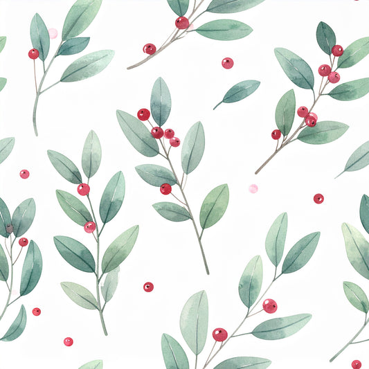 Traditional Christmas Watercolor Pattern 20 Quilting Cotton Fabric