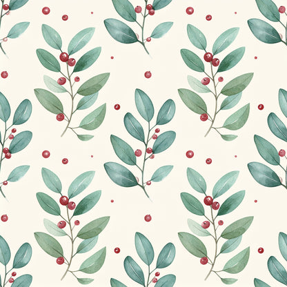 Traditional Christmas Watercolor Pattern 21 Quilting Cotton Fabric