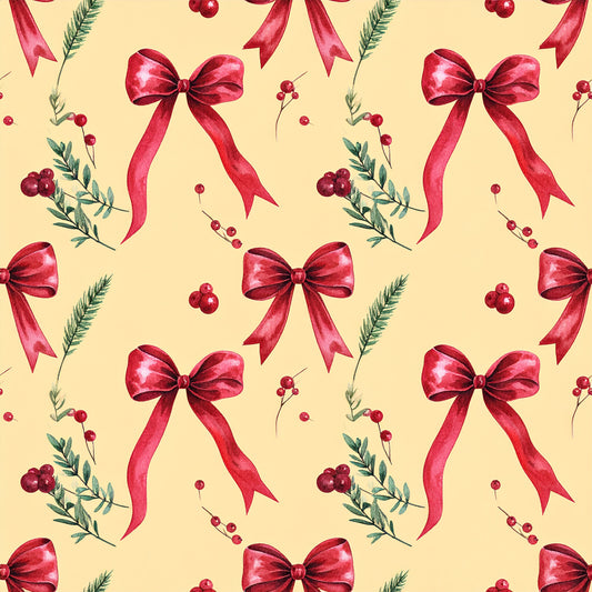 Traditional Christmas Watercolor Pattern 22 Quilting Cotton Fabric