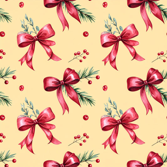 Traditional Christmas Watercolor Pattern 23 Quilting Cotton Fabric