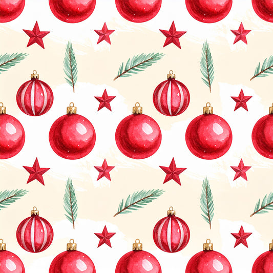 Traditional Christmas Watercolor Pattern 6 Quilting Cotton Fabric
