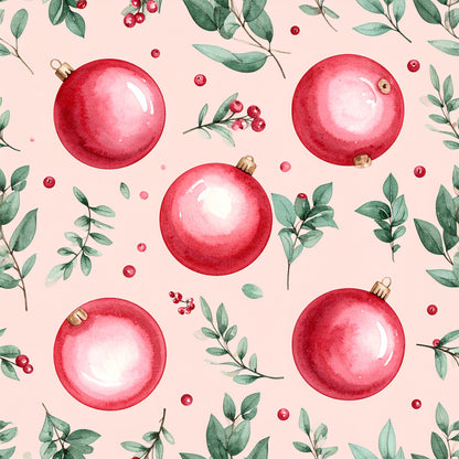 Traditional Christmas Watercolor Pattern 8 Quilting Cotton Fabric