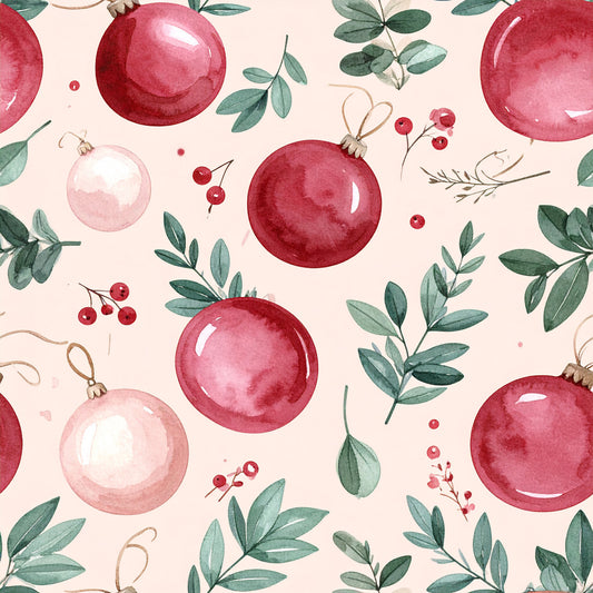 Traditional Christmas Watercolor Pattern 9 Quilting Cotton Fabric