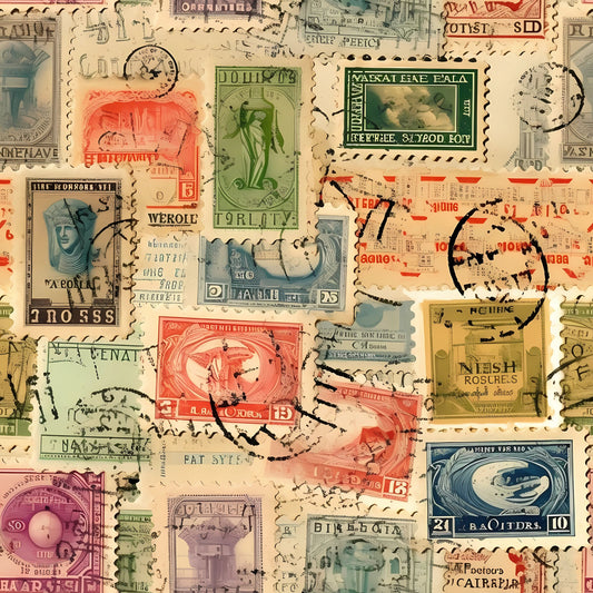 Travel Stamps Pattern 2 Quilting Cotton Fabric