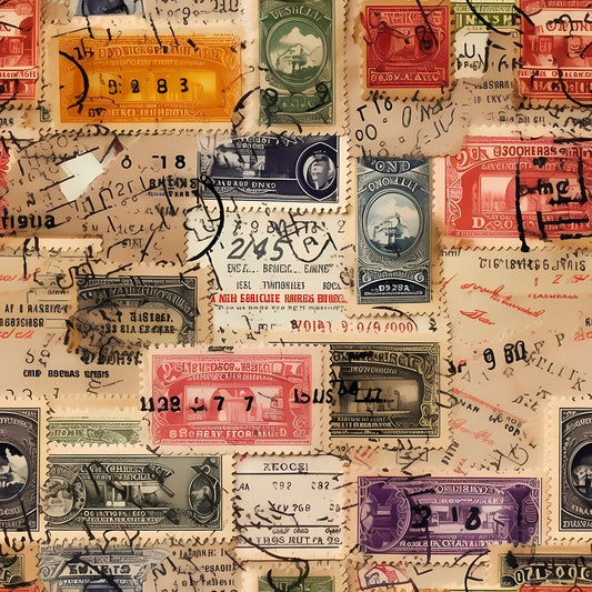 Travel Stamps Pattern 3 Quilting Cotton Fabric