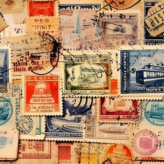 Travel Stamps Pattern 4 Quilting Cotton Fabric
