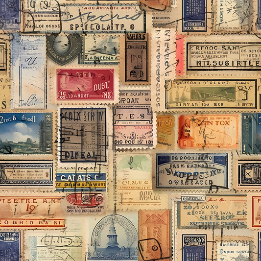 Travel Stamps Pattern 5 Quilting Cotton Fabric