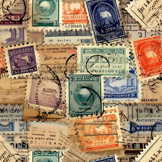Travel Stamps Pattern 6 Quilting Cotton Fabric