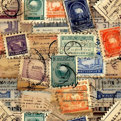 Travel Stamps Pattern 6 Quilting Cotton Fabric