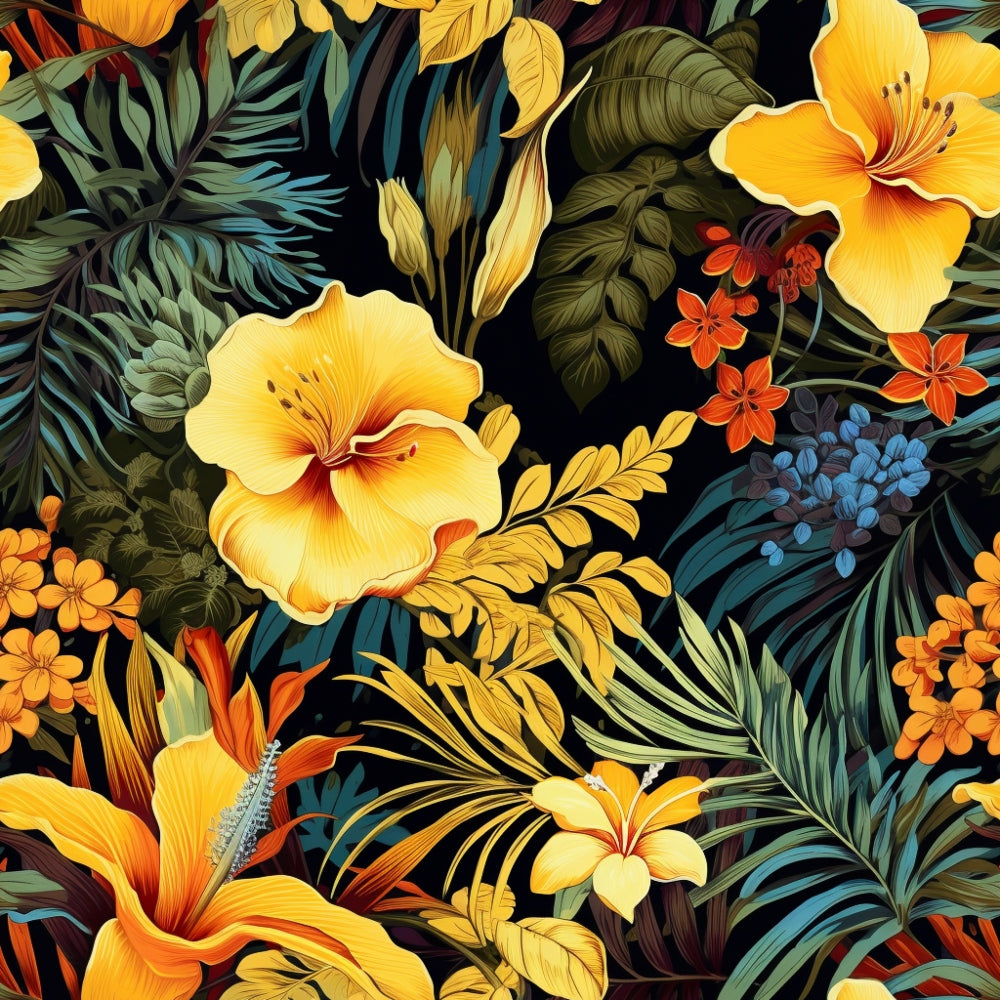 Tropical Flowers Pattern 3 Quilting Cotton Fabric