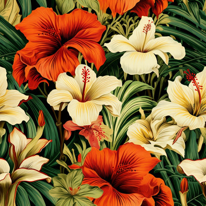 Tropical Flowers Pattern 4 Quilting Cotton Fabric