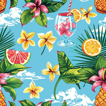 Tropical Summer Beach Pattern 1 Quilting Cotton Fabric