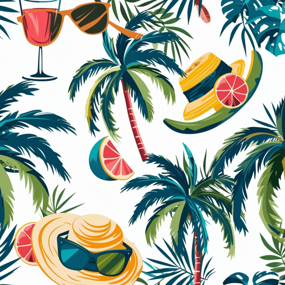 Tropical Summer Beach Pattern 2 Quilting Cotton Fabric