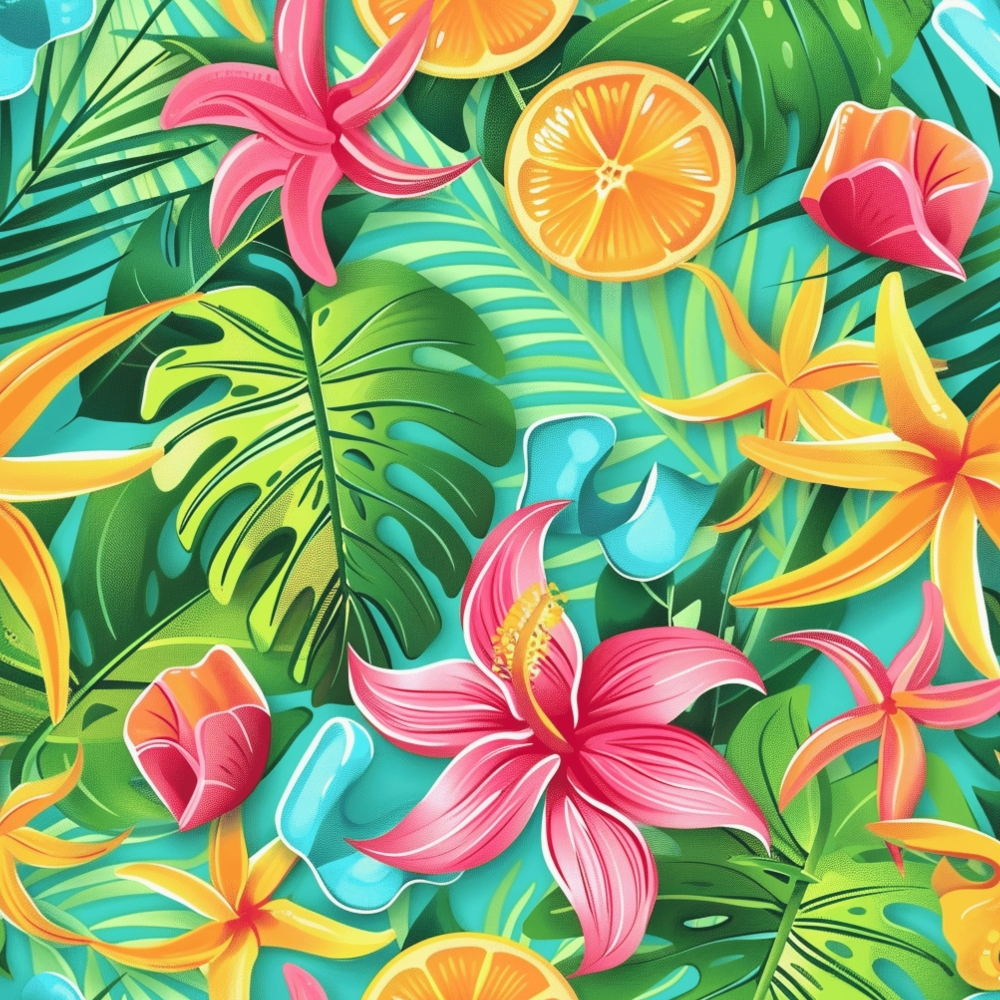 Tropical Summer Beach Pattern 4 Quilting Cotton Fabric