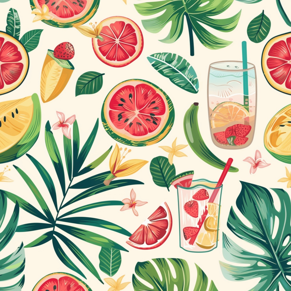 Tropical Summer Beach Pattern 5 Quilting Cotton Fabric