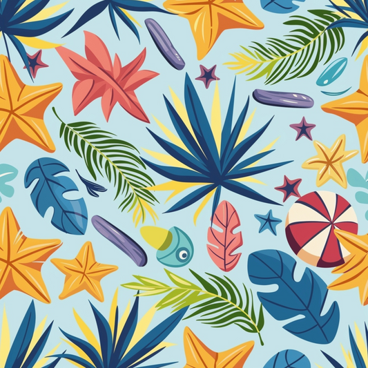 Tropical Summer Beach Pattern 9 Quilting Cotton Fabric