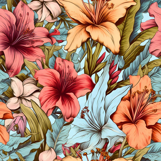 Tropical Art Florals Pattern 13 Quilting Cotton Fabric