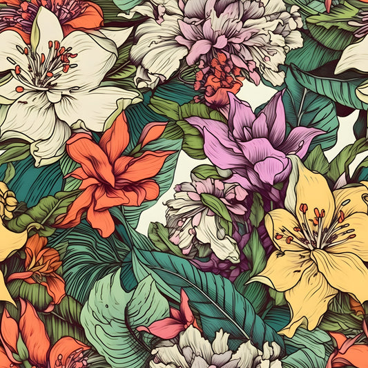 Tropical Art Florals Pattern 14 Quilting Cotton Fabric