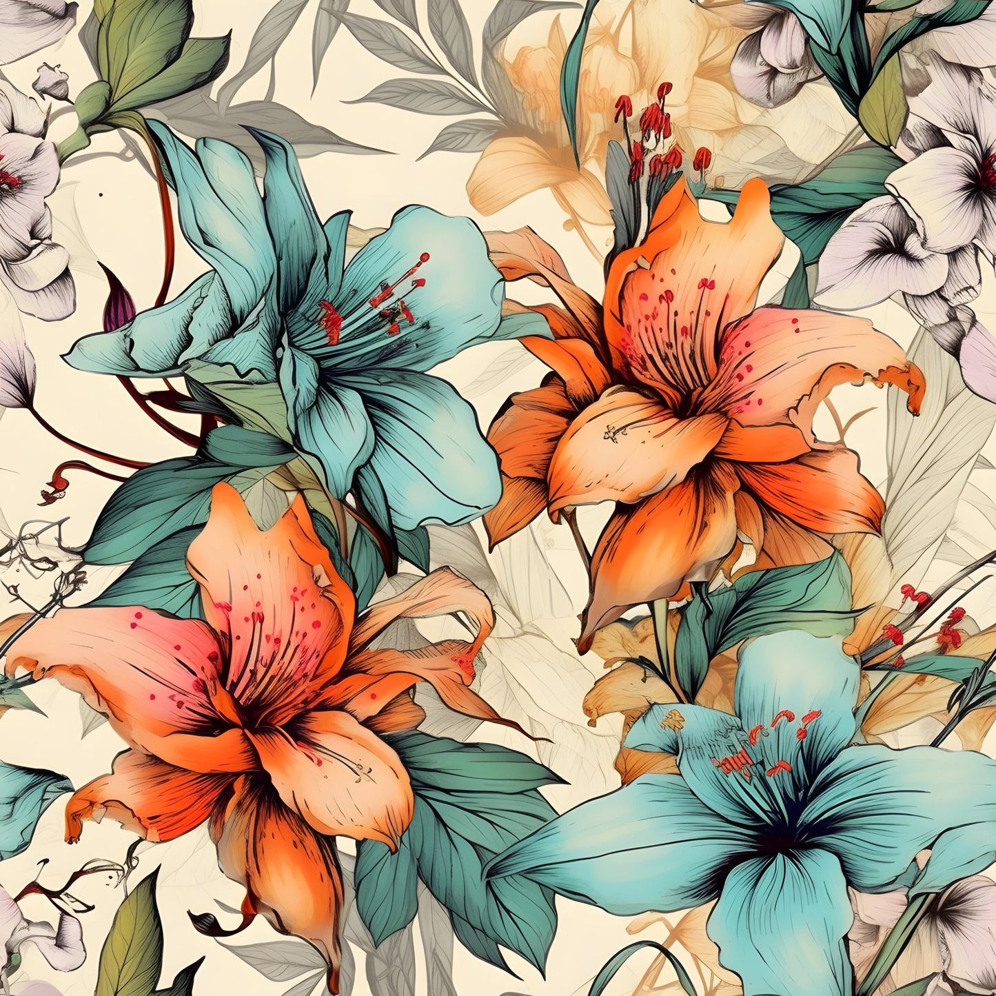 Tropical Art Florals Pattern 17 Quilting Cotton Fabric