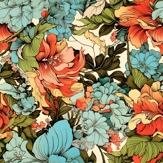 Tropical Art Florals Pattern 19 Quilting Cotton Fabric