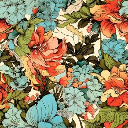 Tropical Art Florals Pattern 19 Quilting Cotton Fabric
