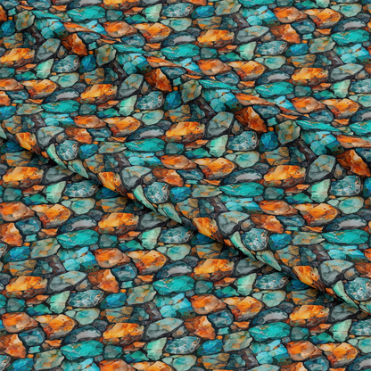 Turquoise Gemstone Pattern 7 Quilting Cotton Fabric