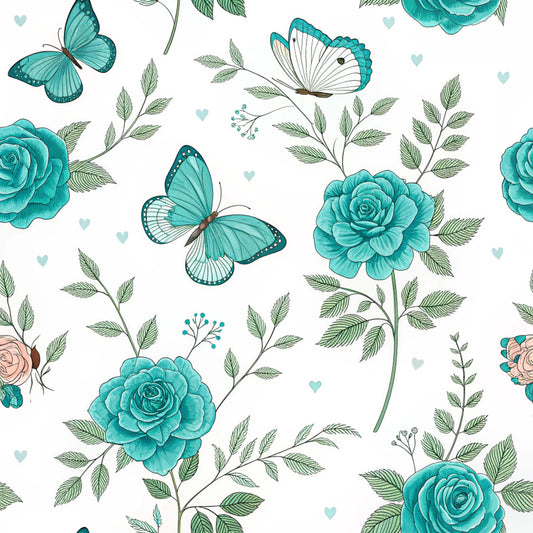 Turquoise Night Birds Pattern 12 Quilting Cotton Fabric