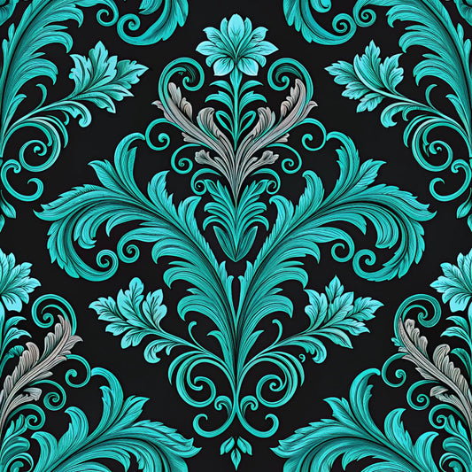 Turquoise Night Birds Pattern 14 Quilting Cotton Fabric