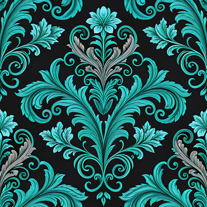 Turquoise Night Birds Pattern 14 Quilting Cotton Fabric