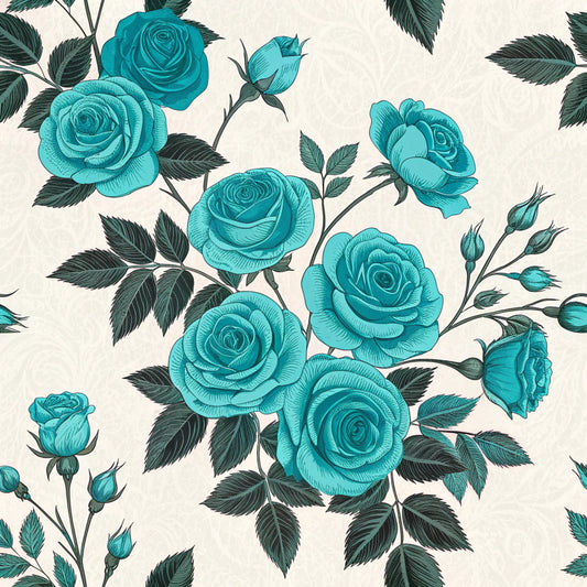 Turquoise Night Birds Pattern 17 Quilting Cotton Fabric