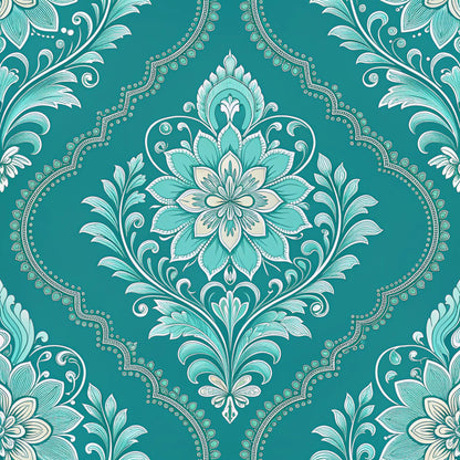 Turquoise Night Birds Pattern 22 Quilting Cotton Fabric