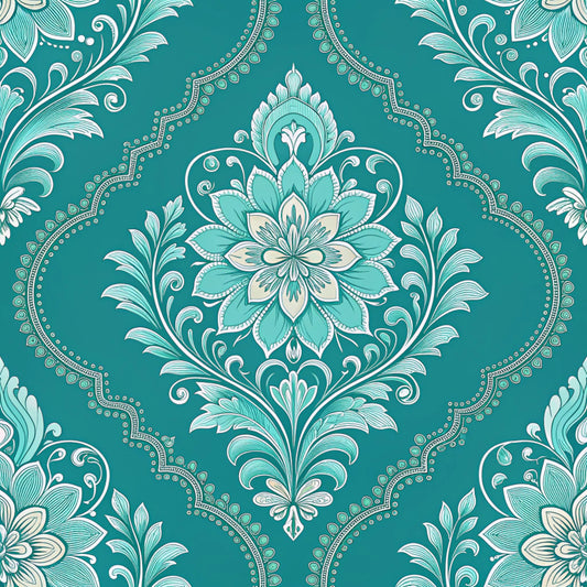 Turquoise Night Birds Pattern 22 Quilting Cotton Fabric