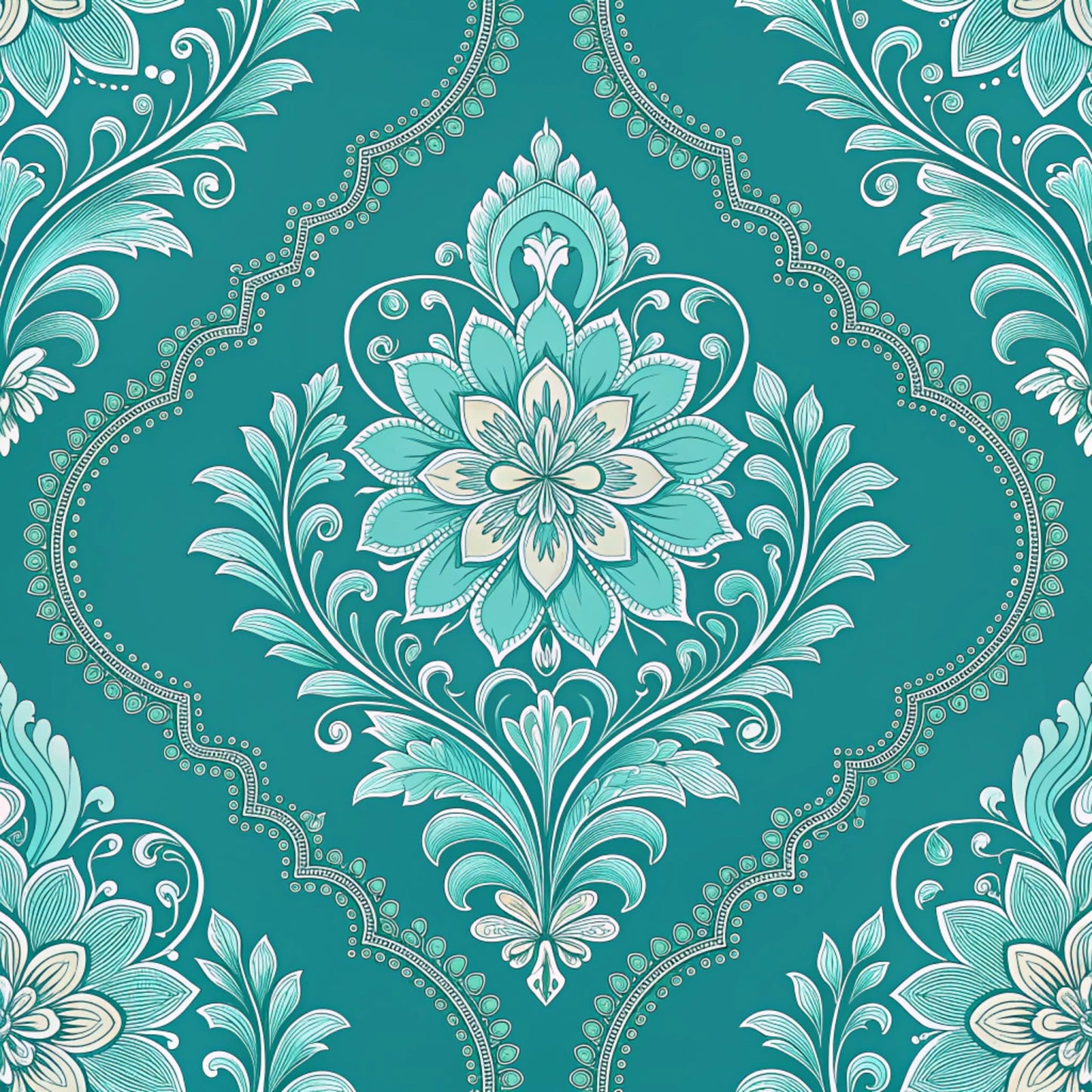 Turquoise Night Birds Pattern 22 Quilting Cotton Fabric