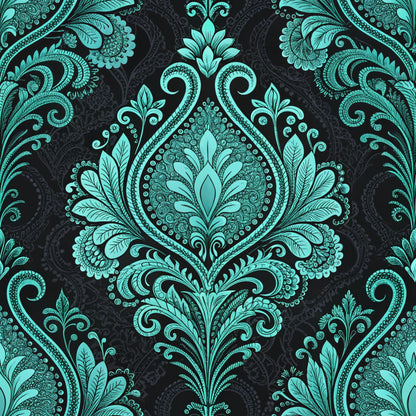 Turquoise Night Birds Pattern 23 Quilting Cotton Fabric
