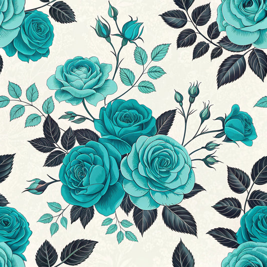 Turquoise Night Birds Pattern 5 Quilting Cotton Fabric
