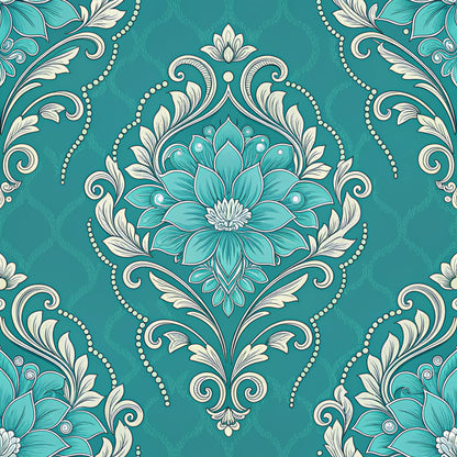 Turquoise Night Birds Pattern 8 Quilting Cotton Fabric