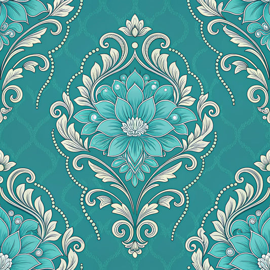 Turquoise Night Birds Pattern 8 Quilting Cotton Fabric