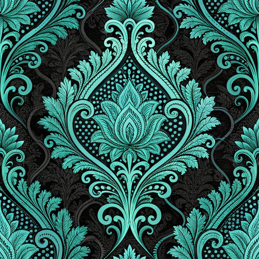 Turquoise Night Birds Pattern 9 Quilting Cotton Fabric