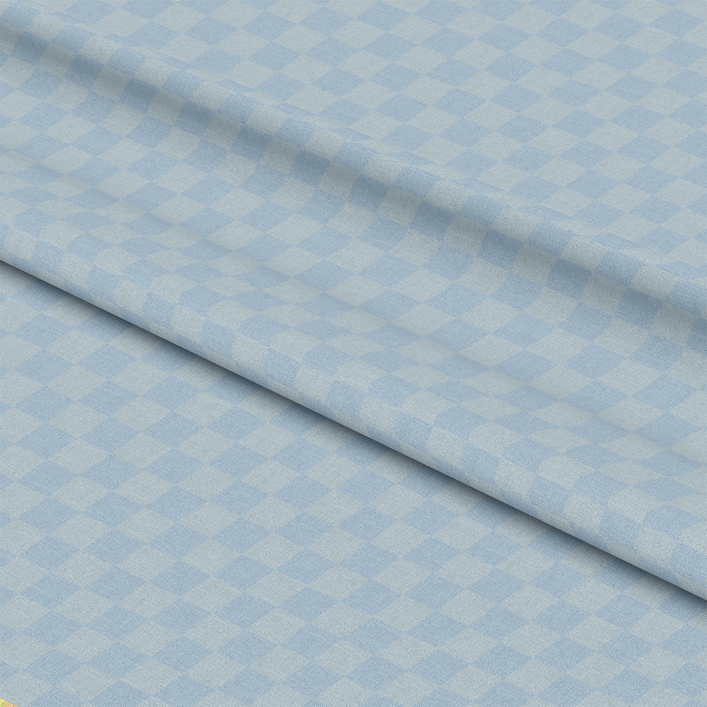 - Two Tone Checkered Spindle Quilting Cotton Fabric  
- Light blue  
- Soft blue  
- Checkered pattern  
- Spindle design  
- Quilting fabric  
- Cotton textile  
- Fabric yardage  
- Sewing material  
- Lightweight cloth