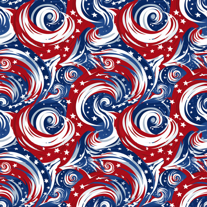 USA Flag Swirls Pattern 1 Quilting Cotton Fabric – FabricMegaStore.com