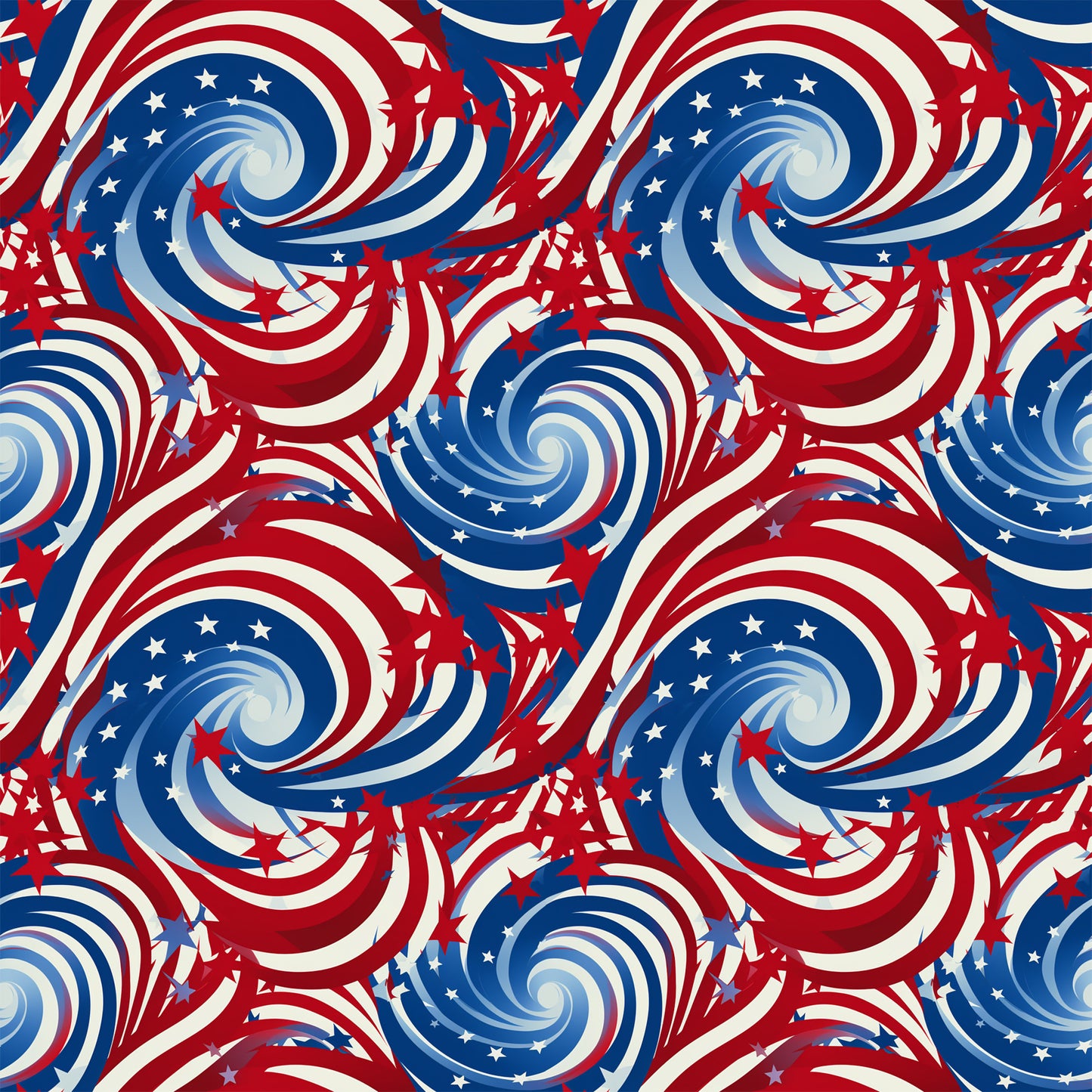 red, white, blue, patriotic swirls, spiral pattern, stars, american flag colors, dynamic swirls, whirlwind design, quilting cotton, fabric panel, fourth of july, memorial day, patriotic theme, repeating pattern, flowing spirals, star spangled, red white blue swirls, cotton fabric, geometric swirls