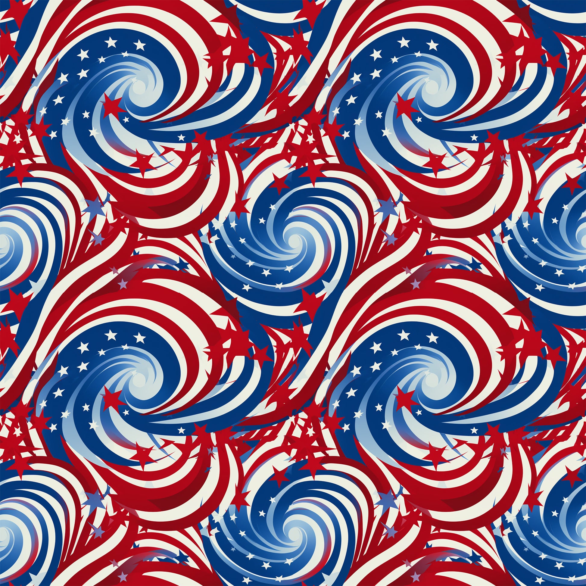 red, white, blue, patriotic swirls, spiral pattern, stars, american flag colors, dynamic swirls, whirlwind design, quilting cotton, fabric panel, fourth of july, memorial day, patriotic theme, repeating pattern, flowing spirals, star spangled, red white blue swirls, cotton fabric, geometric swirls