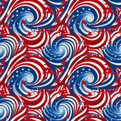 red, white, blue, patriotic swirls, spiral pattern, stars, american flag colors, dynamic swirls, whirlwind design, quilting cotton, fabric panel, fourth of july, memorial day, patriotic theme, repeating pattern, flowing spirals, star spangled, red white blue swirls, cotton fabric, geometric swirls