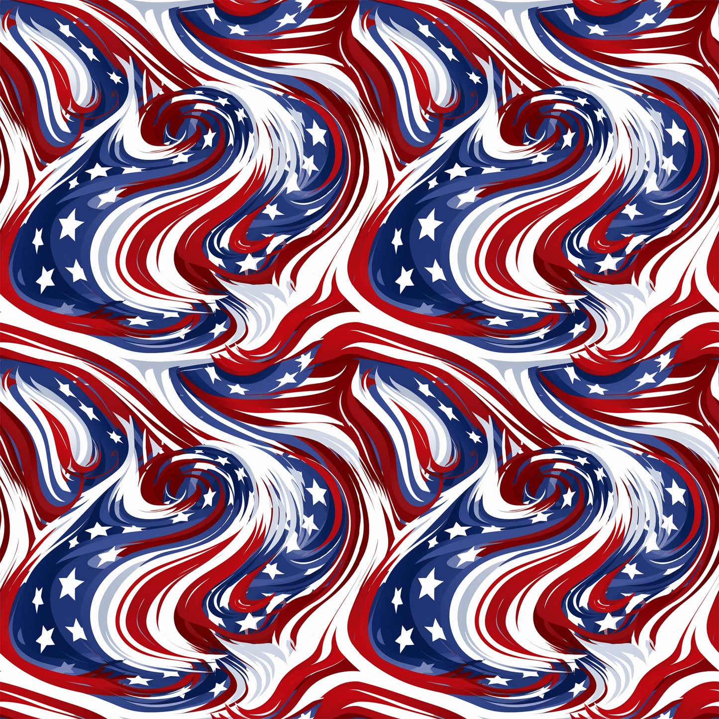 red, white, blue, patriotic swirls, flowing patterns, star motifs, abstract waves, marbled design, quilting cotton, fabric panel, american flag colors, dynamic movement, swirling textures, independence day, fourth of july, patriotic theme, cotton fabric, repeating pattern, fluid design