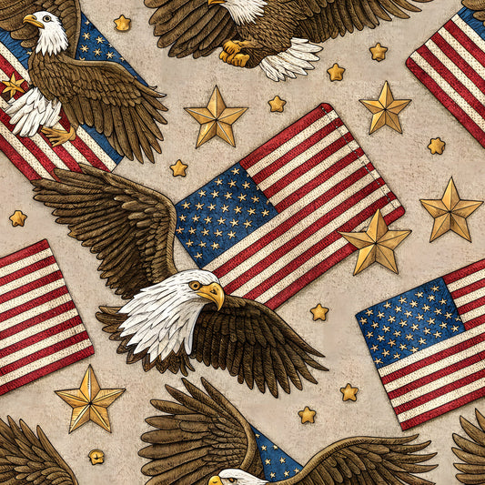 USA Heritage Emblems Pattern 10 Quilting Cotton Fabric